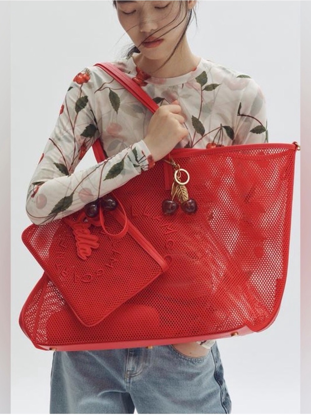 Stella McCartney H&M Red Mesh Tote Bag